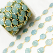 Aquamarine Organic Shape Bezel Chain